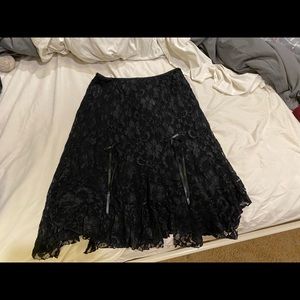 lacy black midi skirt with bow detail!